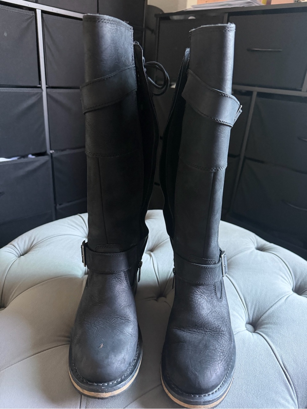 Harley-Davidson Black Leather Tall Moto Boots